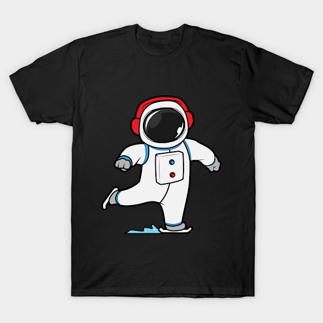 Funny astronaut as a ice skater T-Shirt by Markus Schnabel